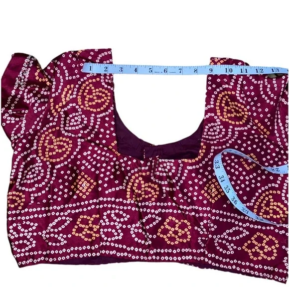 Women's Red & Brown India Lengha, Chanya Choli (~L) - Picture 10 of 13